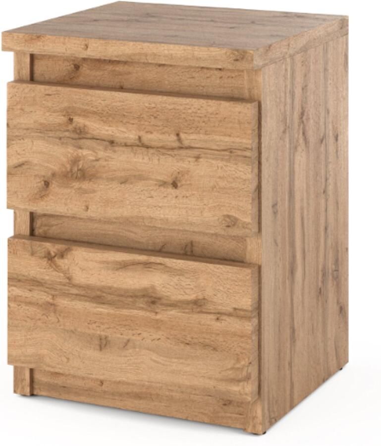 Stiv-Meble NACHTKASTJE EIKEN WOTAN 30 CM 2 LADEN TAFEL TV-TAFEL VOOR LOFT SLAAPKAMER