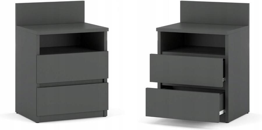 Stiv-Meble Nachtkastje Grijs 40CM 2 Laden Plank Nachtkastje Voor Slaapkamer