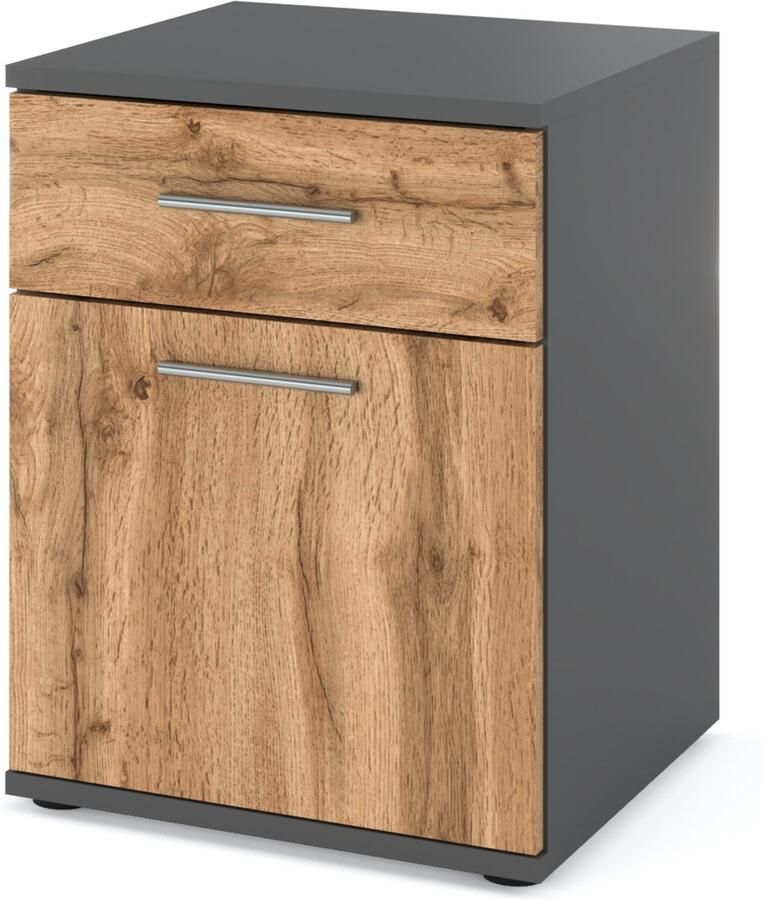 Stiv-Meble NACHTKASTJE GRIJS EIKEN WOTAN 1D1S TAFEL