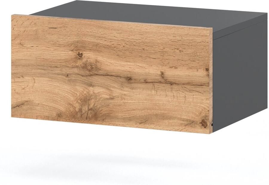 Stiv-Meble Nachtkastje Hangend Grijs Eiken Wotan 45CM 1S Nachtkastje Slaapkamermeubels