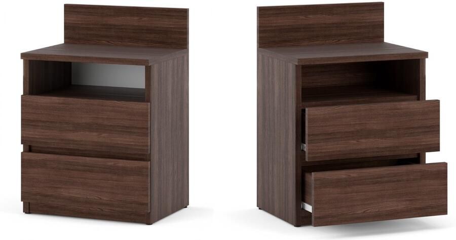 Stiv-Meble Nachtkastje Wenge 40CM 2 Laden Plank Nachtkastje Voor Slaapkamer