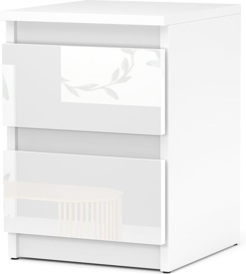 Stiv-Meble Nachtkastje Wit Hoogglans 30 CM 2S Nachtkastje Slaapkamermeubels Nakastlik