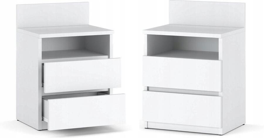 Stiv-Meble Nachtkastje Wit Nachtkastje 40CM 2 Laden Plank Nachtkastje Voor Slaapkamer
