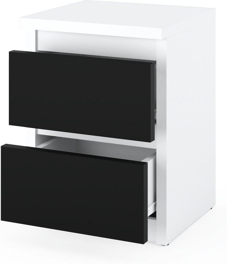 Stiv-Meble Nachtkastje Wit Zwart 30 CM 2S Nachtkastje Slaapkamermeubels Nakastlik
