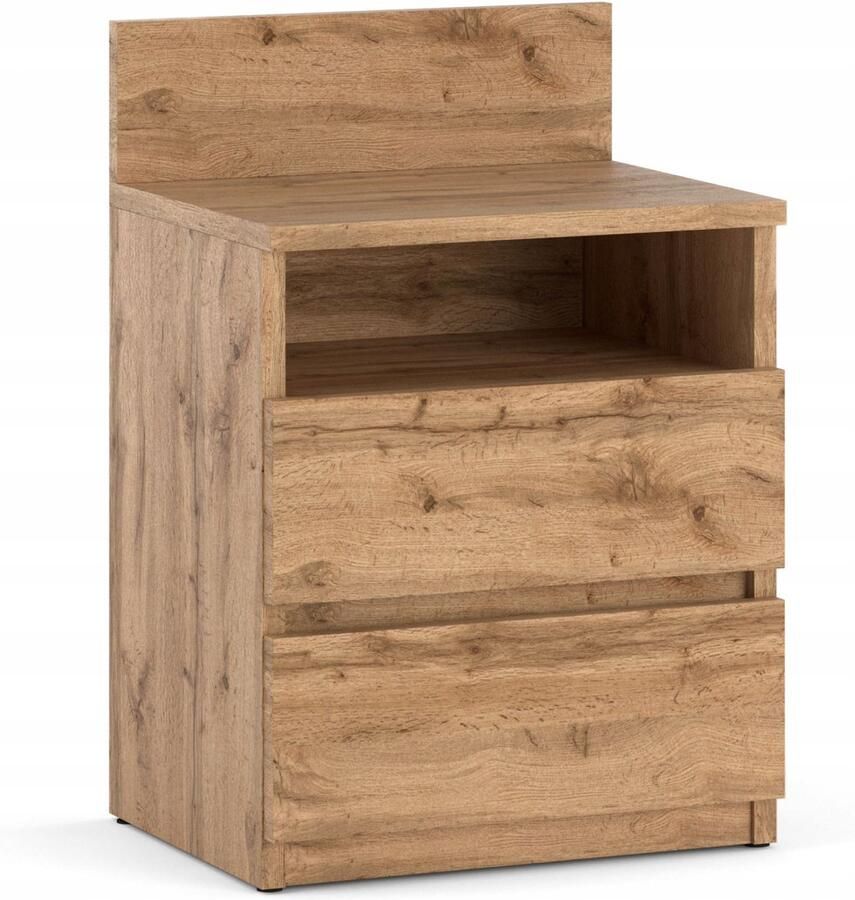 Stiv-Meble Nachtkastje Wotan 40CM 2 Laden Plank Nachtkastje Voor Slaapkamer