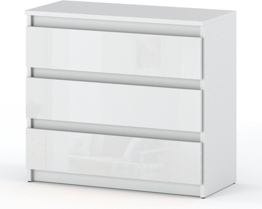 Stiv-Meble Witte hoogglans ladekast 80 cm tv-kast woonkamer slaapkamer meubels