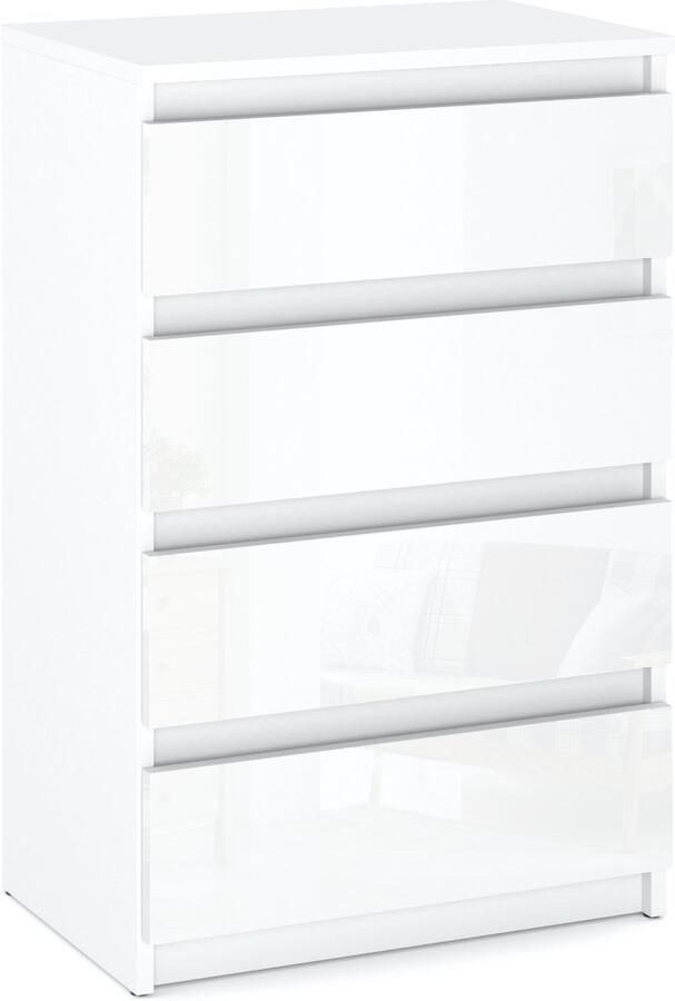 Stiv-Meble Witte hoogglans ladekast met 4 lades 60 cm tv-kast woonkamer slaapkamermeubilair