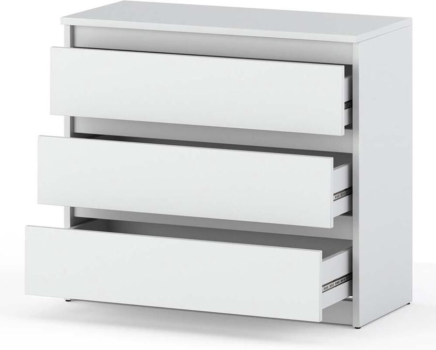 Stiv-Meble Witte ladekast 80 CM 3S TV-kast Woonkamer Slaapkamer Loftmeubel