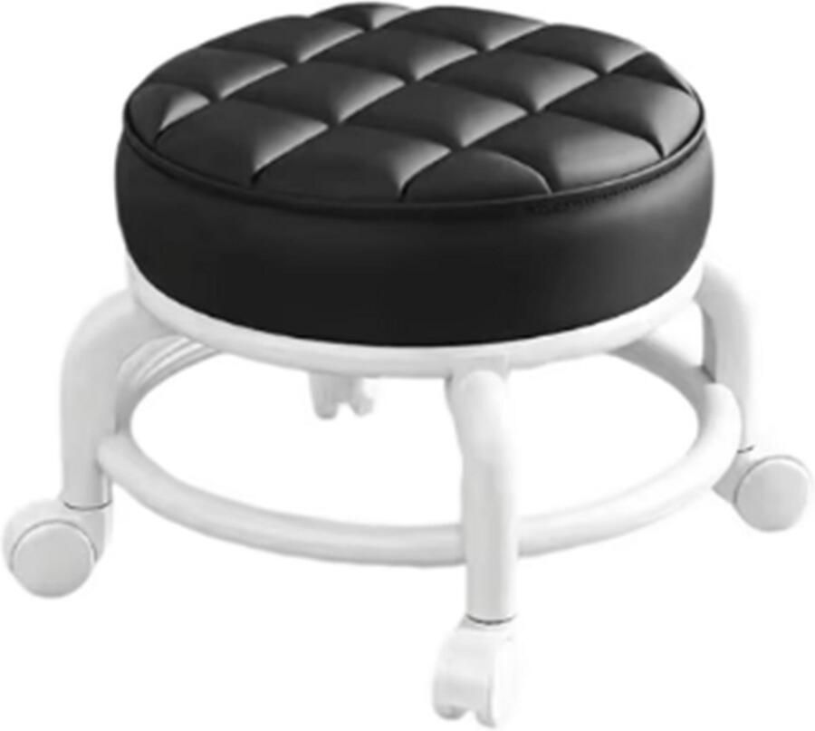 Stoel Kleine Lage (24cm Hoogte) Draaibare 360° Verstelbare Kruk Rollende Zwenkkruk met Wielen en Voetensteun