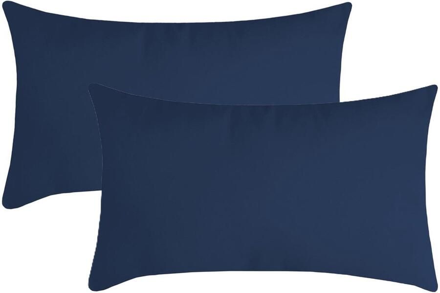 Stof Textile sierkussen Nelson 2x donkerblauw 30 x 50 cm bank kussens zitkussens binnen buiten polyester