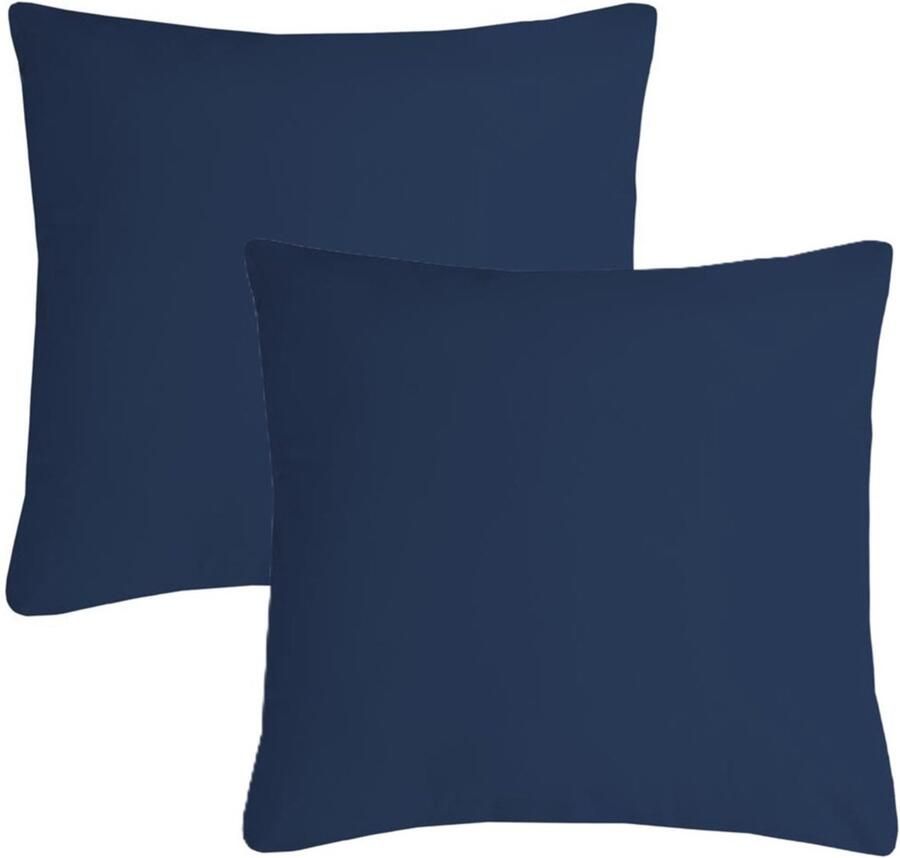 Stof Textile sierkussen Nelson 2x donkerblauw 40 x 40 cm bank kussens zitkussens binnen buiten polyester