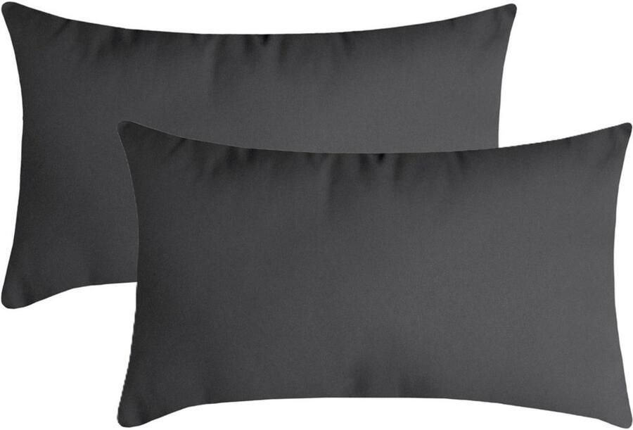 Stof Textile sierkussen Nelson 2x donkergrijs 30 x 50 cm bank kussens zitkussens binnen buiten polyester