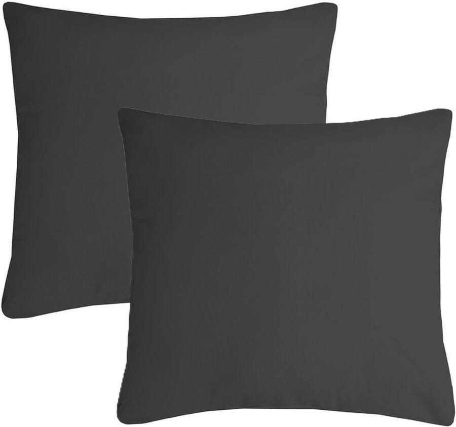 Stof Textile sierkussen Nelson 2x donkergrijs 40 x 40 cm bank kussens zitkussens binnen buiten polyester