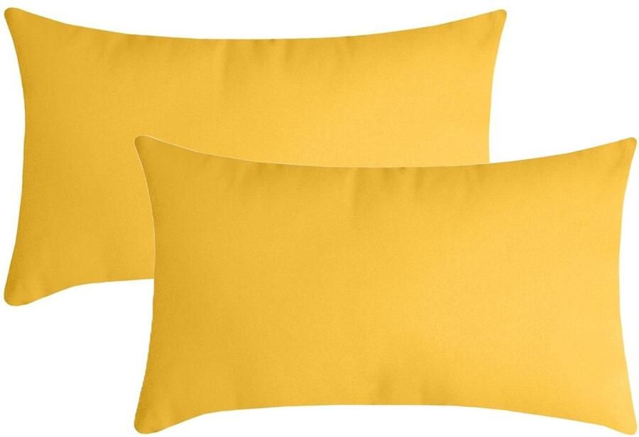 Stof Textile sierkussen Nelson 2x geel 30 x 50 cm bank kussens zitkussens binnen buiten polyester