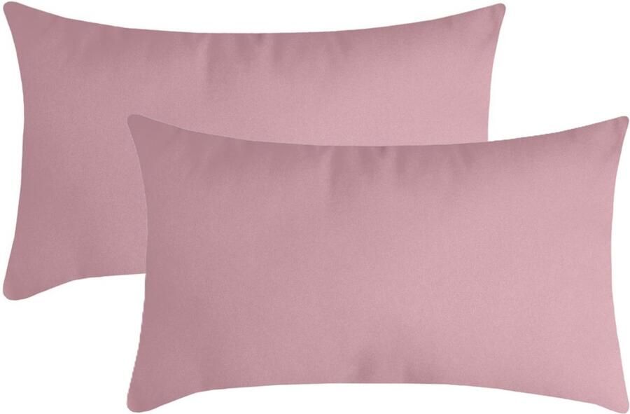 Stof Textile sierkussen Nelson 2x roze 30 x 50 cm bank kussens zitkussens binnen buiten polyester