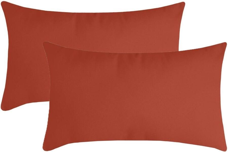Stof Textile sierkussen Nelson 2x terracotta 30 x 50 cm bank kussens zitkussens binnen buiten polyester