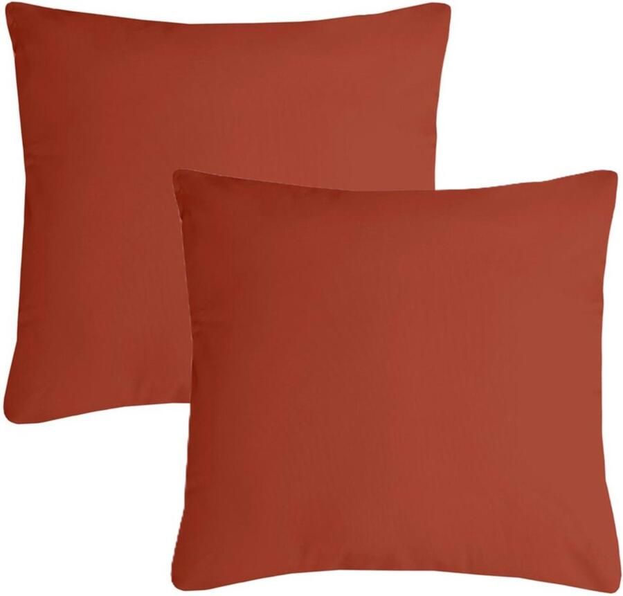 Stof Textile sierkussen Nelson 2x terracotta 60 x 60 cm bank kussens zitkussens binnen buiten polyester
