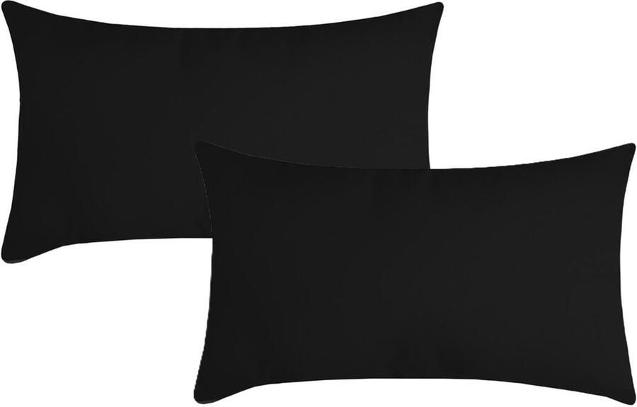 Stof Textile sierkussen Nelson 2x zwart 30 x 50 cm bank kussens zitkussens binnen buiten polyester