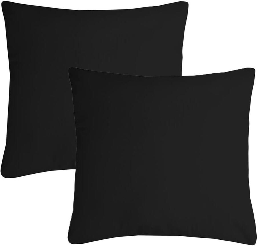 Stof Textile sierkussen Nelson 2x zwart 40 x 40 cm bank kussens zitkussens binnen buiten polyester