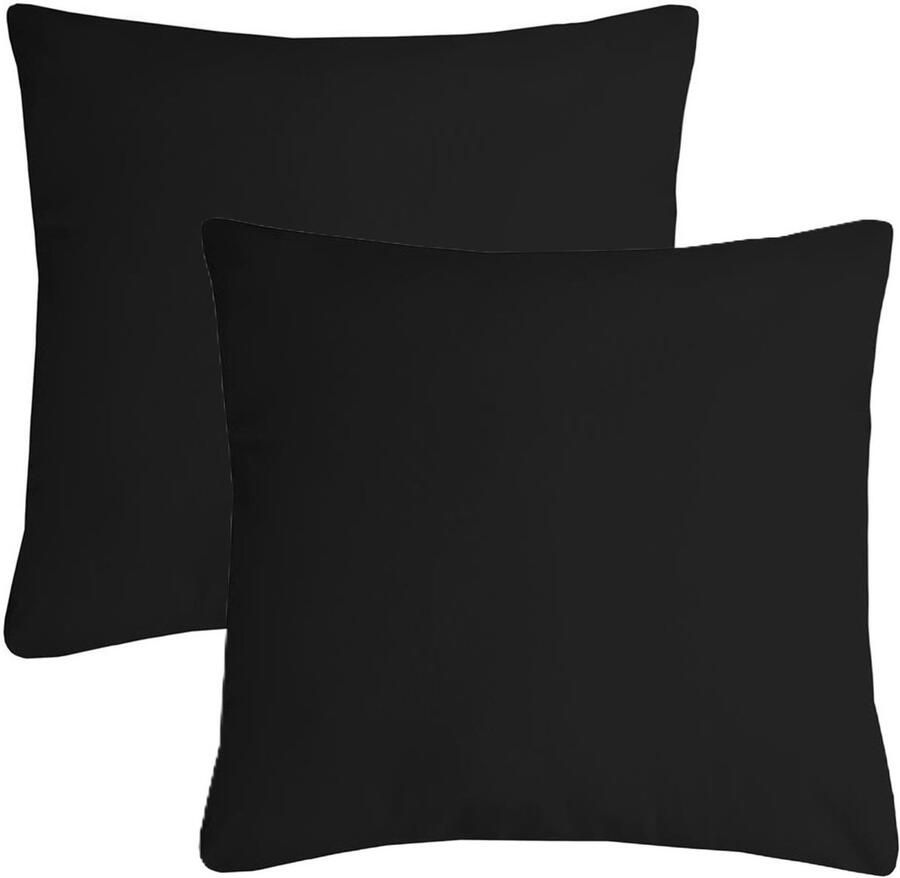 Stof Textile sierkussen Nelson 2x zwart 60 x 60 cm bank kussens zitkussens binnen buiten polyester