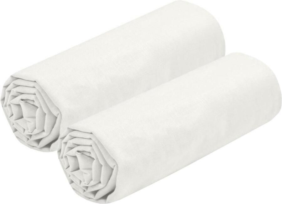 Stof Textiles Hoeslaken Eden 2x twijfelaar 140 x 190 200 cm ivoorwit hotelkwaliteit ademend katoen 30 cm matrasdikte