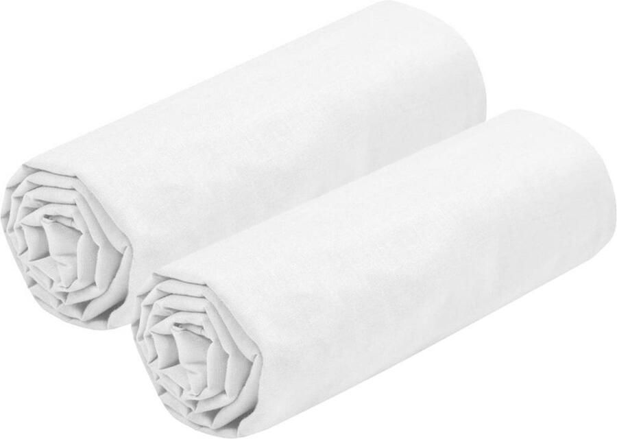 Stof Textiles Hoeslaken Eden 2x twijfelaar 140 x 190 200 cm wit hotelkwaliteit ademend katoen 30 cm matrasdikte