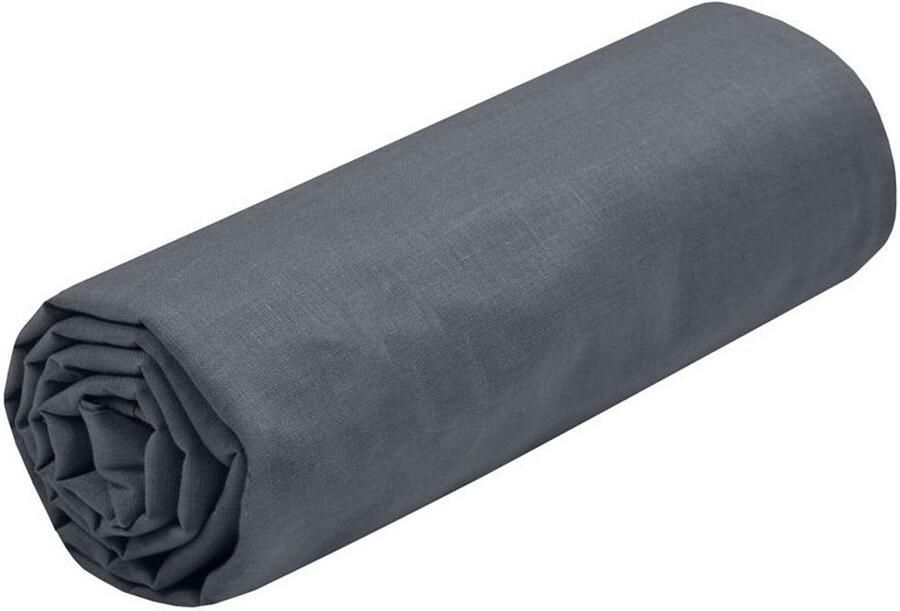 Stof Textiles Hoeslaken Eden twijfelaar 140 x 190 200 cm donkergrijs hotelkwaliteit ademend katoen 30 cm matrasdikte