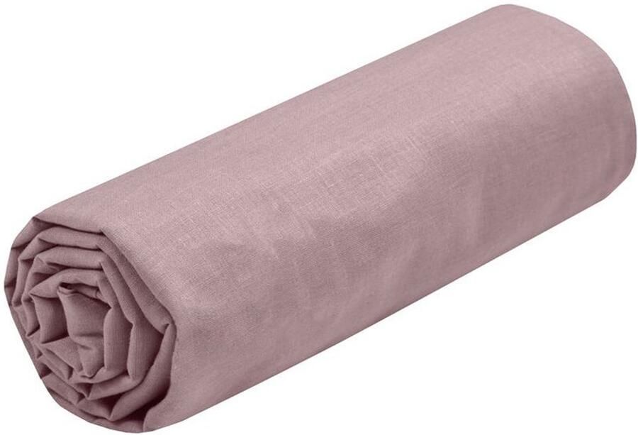 Stof Textiles Hoeslaken Eden twijfelaar 140 x 190 200 cm oudroze hotelkwaliteit ademend katoen 30 cm matrasdikte