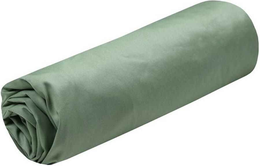 Stof Textiles Hoeslaken Elysee twijfelaar 140 x 200 cm saliegroen premium kwaliteit percal katoen 30 cm matrasdikte