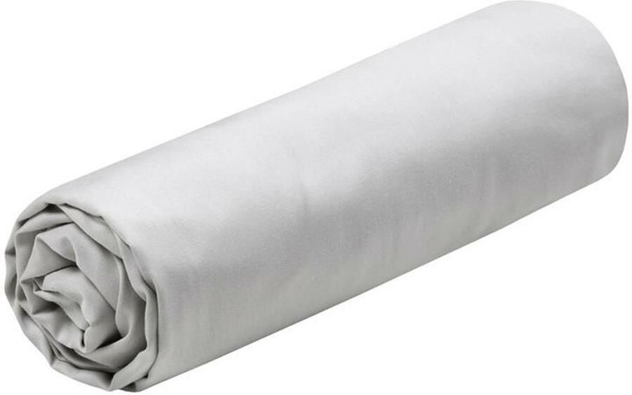 Stof Textiles Hoeslaken Elysee twijfelaar 140 x 200 cm zilvergrijs premium kwaliteit percal katoen 30 cm matrasdikte