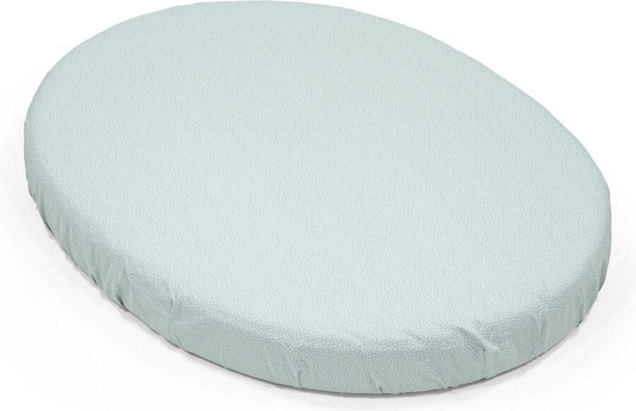 Stokke Sleepi Mini Hoeslaken Dots Sage Zachte lakens voor zoete dromen Gemaakt voor het Ovale Sleepi Mini Matras Veilig Stijlvol & Wasbaar 100% Fijn Perkaal Katoen