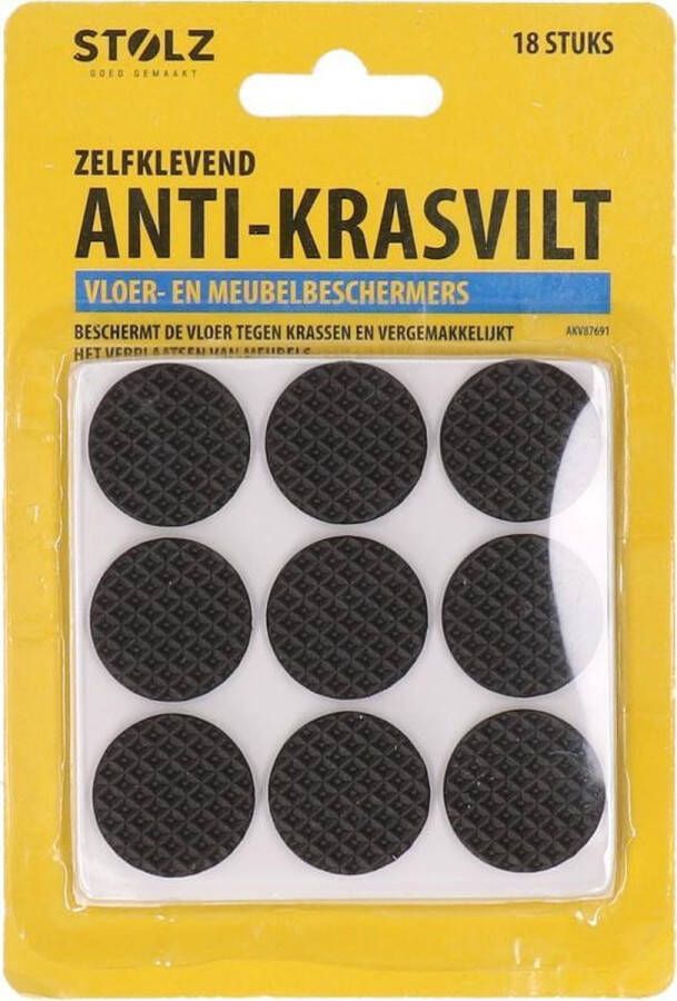 Stolz Anti-krasvilt zelfklevend Krasviltjes Rond Vloer- en meubelbeschermers -18 stuks 2 5 x 2 5 cm