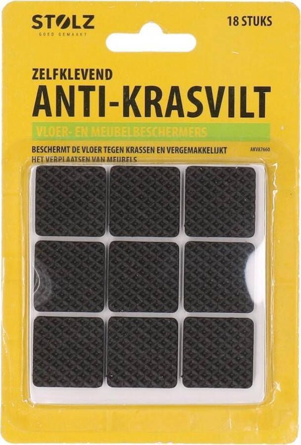 Stolz Anti-krasvilt zelfklevend Krasviltjes Vierkant Vloer- en meubelbeschermers 18 stuks 2.5 x 2.5 cm