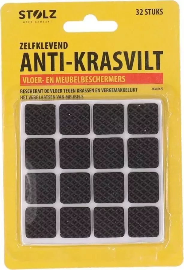 Stolz Anti-krasvilt zelfklevend Krasviltjes Vierkant Vloer- en meubelbeschermers 32 stuks 1 7 x 1 7 cm