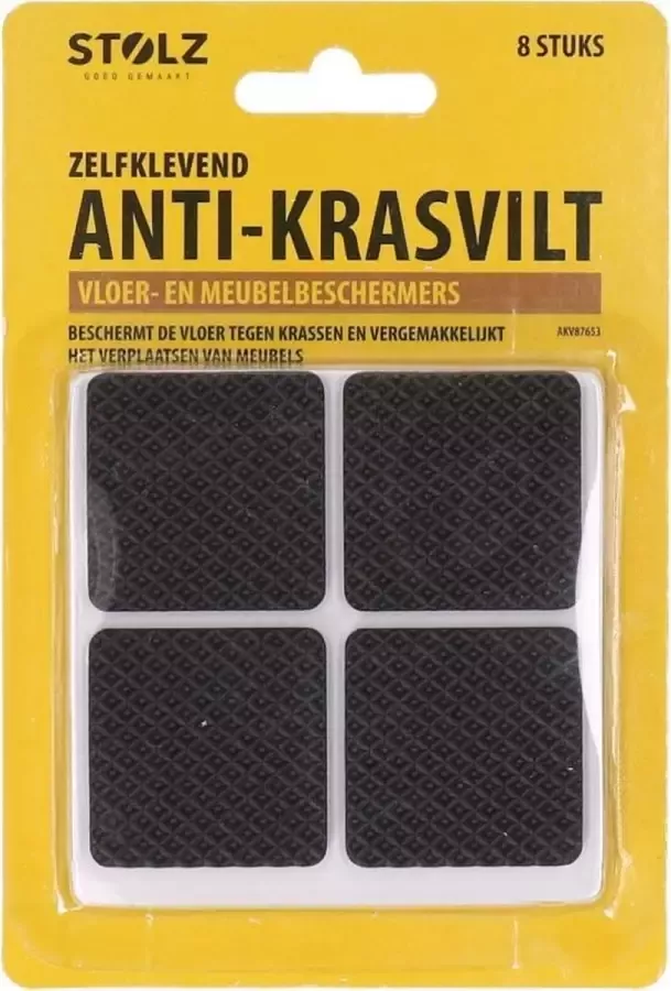 Stolz Anti-krasvilt zelfklevend Krasviltjes Vierkant Vloer- en meubelbeschermers 8 stuks 4 x 4 cm