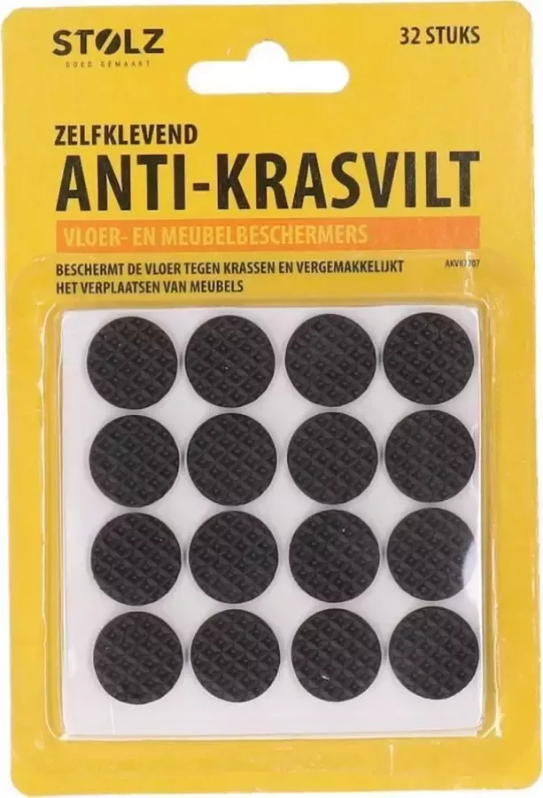 Stolz Anti-krasvilt zelfklevend Rond Vloer- en meubelbeschermers 32 stuks 1 7 x 1 7 cm