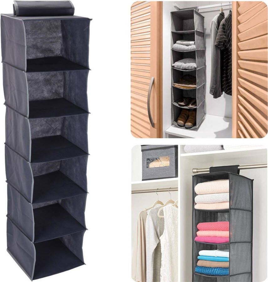 Storage solutions Kledingkast Organizer Hang Organizer 30x30x120 cm 6 Vakken Grijs