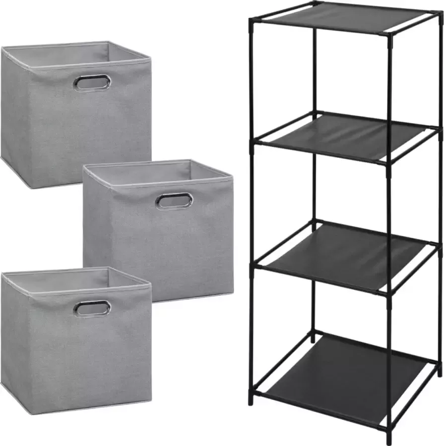 Bathroom Solutions Storage Solutions Opbergrek Smartrack met 3x mandjes stof grijs 34 x 104 cm Opbergkastjes