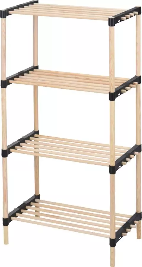 Storage solutions H&S Collection Schoenenrek schoenenkast 4-laags Dennenhout 49 x 28 x 93 cm