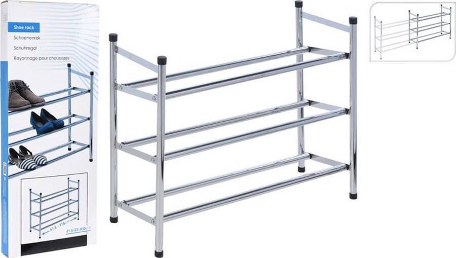 Storage solutions Uitschuifbaar Schoenenrek van 61 tot 115cm 3 laags