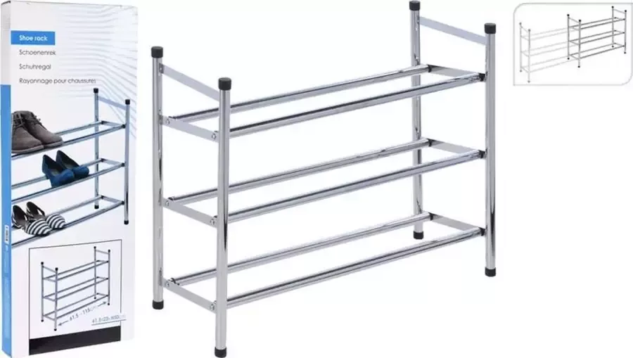 Basic Storage Solutions Uitschuifbaar Schoenenrek 61 Tot 115 Cm 3 Laags