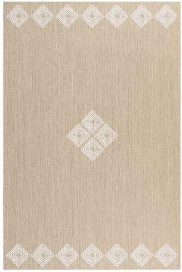 Storesdeco Premium vinyl vloerkleed wasbaar antislip en slijtvast – blank etnischs 140x200 cm