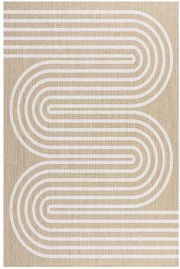 Storesdeco Premium vinyl vloerkleed wasbaar antislip en slijtvast – Witte golven 200x290 cm