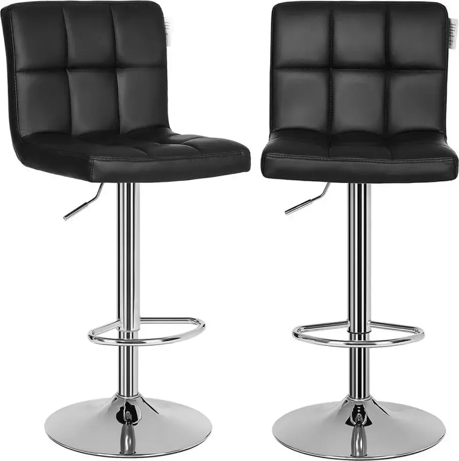 Meubel Gigant barkruk Stoelen Kruk Set van 2 Met rugleuning Gewatteerde zitting Zwart