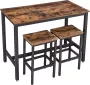 STRAK Meubelen Bartafel Met 2 barkrukken Hoge tafel 120 x 60 x 90 cm Vintage bruin zwart - Thumbnail 1