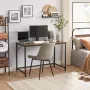 STRAK Meubelen Bureau Computer bureau kantoorbureau Pc Tafel Vintage Bruin Zwart - Thumbnail 1