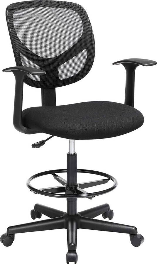 STRAK Meubelen Bureaustoel Canvas stoel Ergonomische zitting Kruk in hoogte verstelbare voetensteun 360° Draaibaar