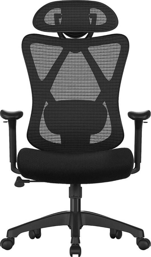 STRAK Meubelen Ergonomische Bureaustoel Computerstoel Mesh Verstelbare rugsteun en hoofdsteun Zwart