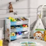 STRAK Meubelen kinderkamerplank speelgoed organizer boekenkast voor kinderen Met 9 opbergdozen Van fleece kinderkamer Wit Blauw - Thumbnail 1