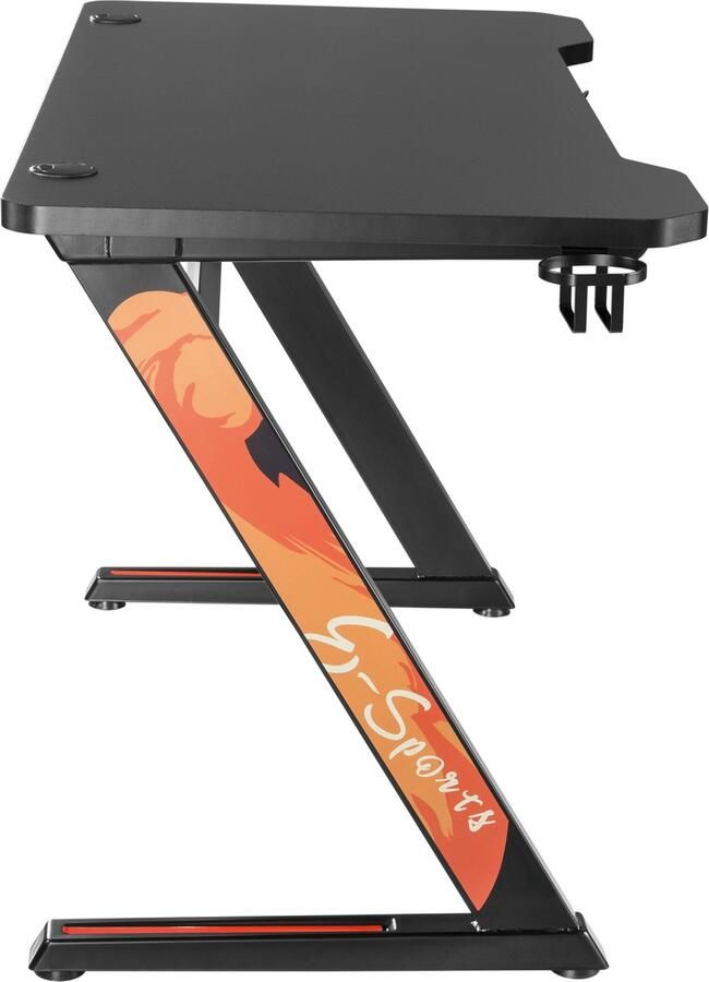 Stralex Z‑vorm Gamingbureau 120x60x75cm Bekerhouder + Headset‑haak Gaming Bureau met Cuphouder en Headsetmount Strak Design met Ergonomisch Tafelblad Stevige basis - Foto 3